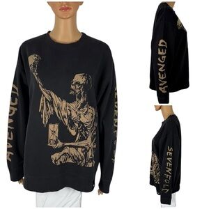 A7X Womens Large Black Sweatshirt Crewneck Avenged Sevenfold Sunfaded Cotton